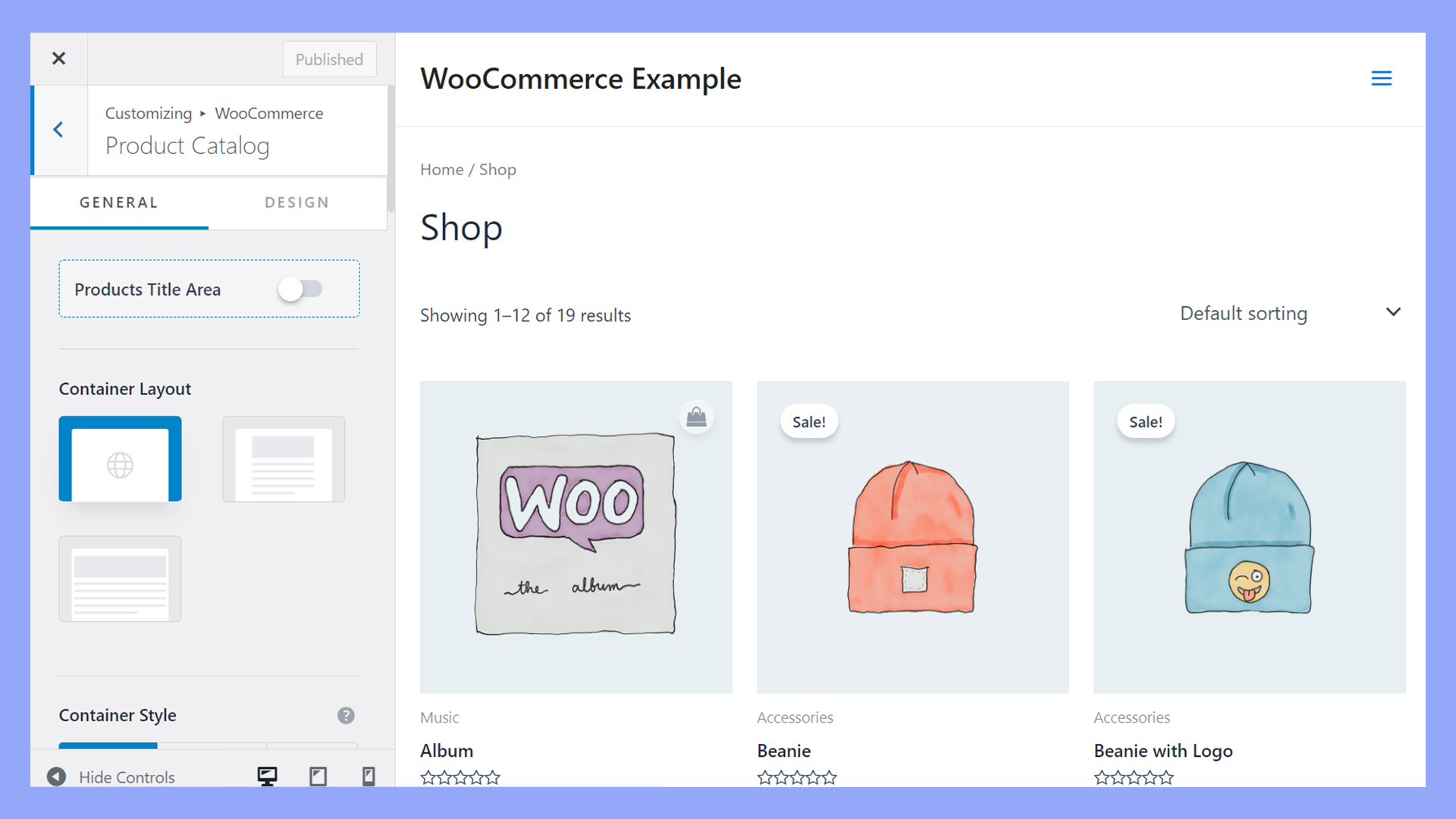 WooCommerce friendly themes often add options for customizing the shop page.