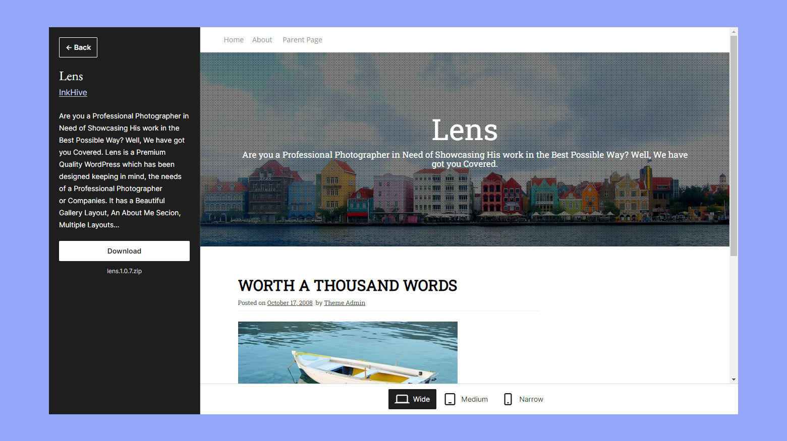 Lens theme for photography
