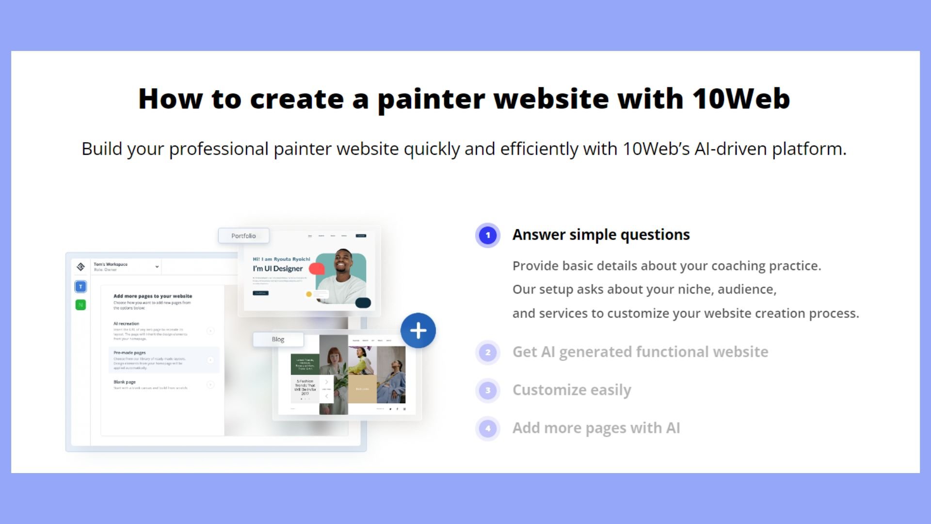 Create a professional painting website with 10Web