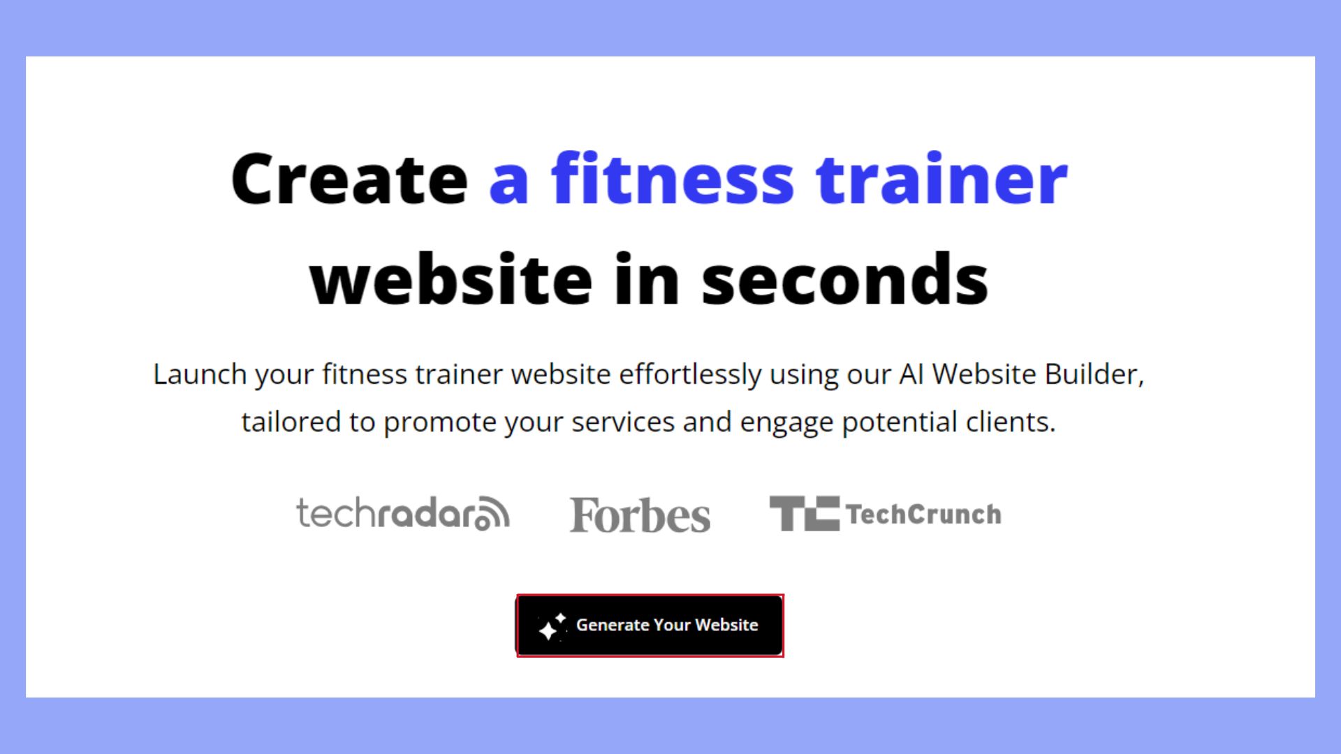 Generate a fitness trainer website in seconds with 10Web