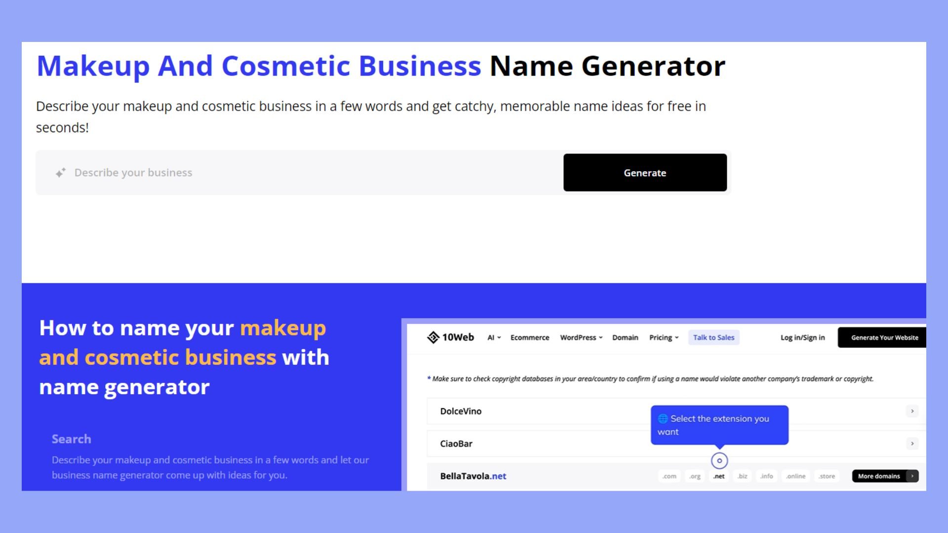 10Web Business Name Generator