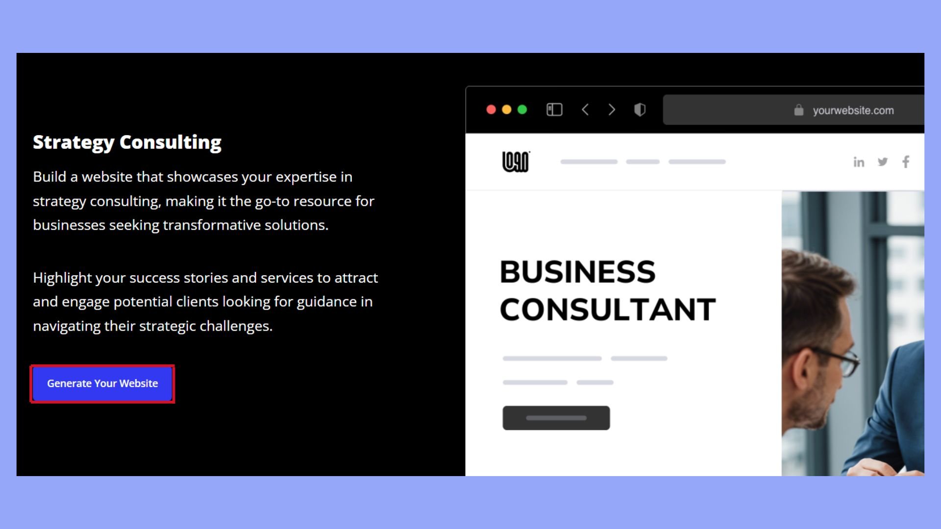 Generate a consulting business website with the help of AI