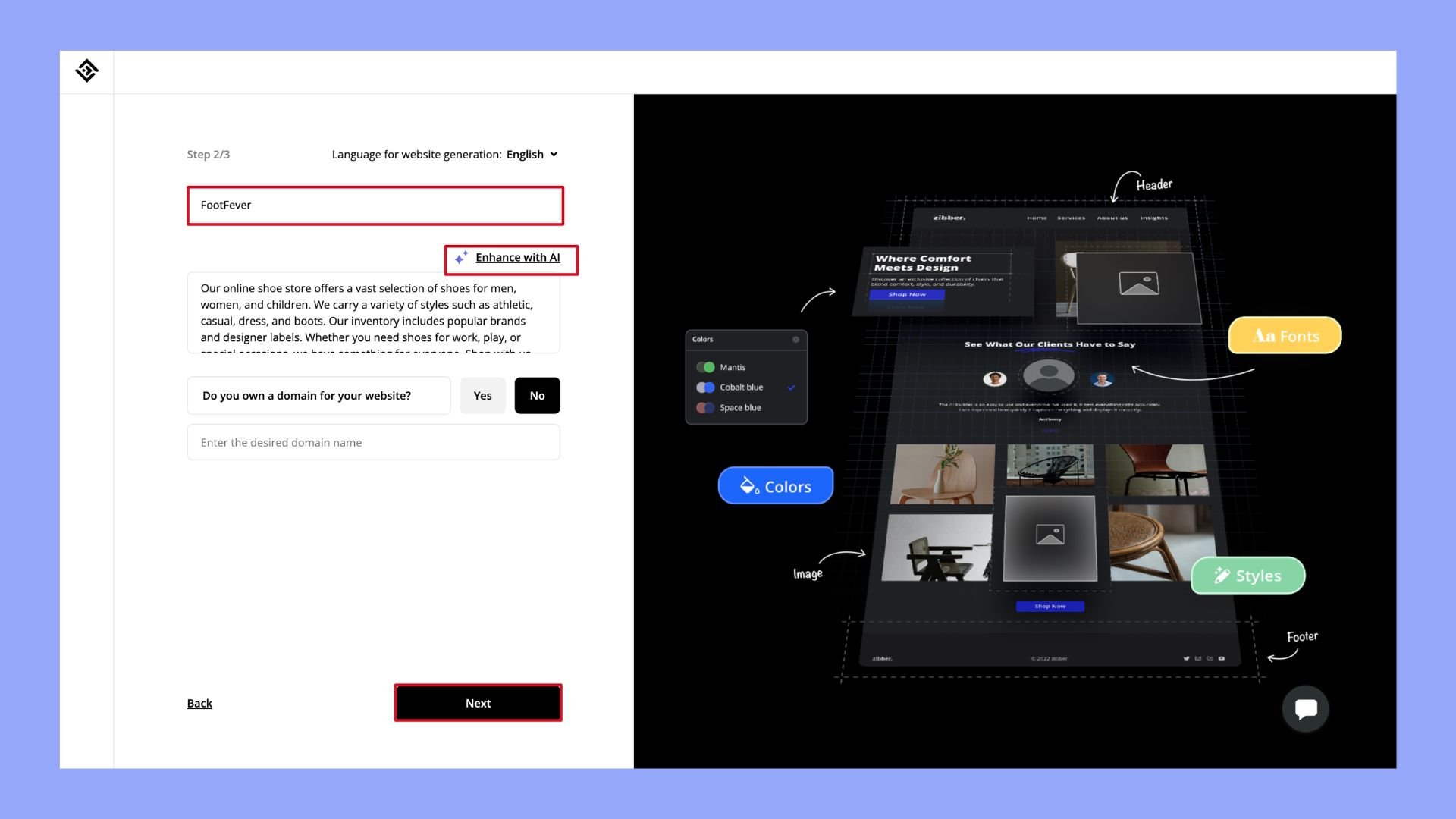 business name and description