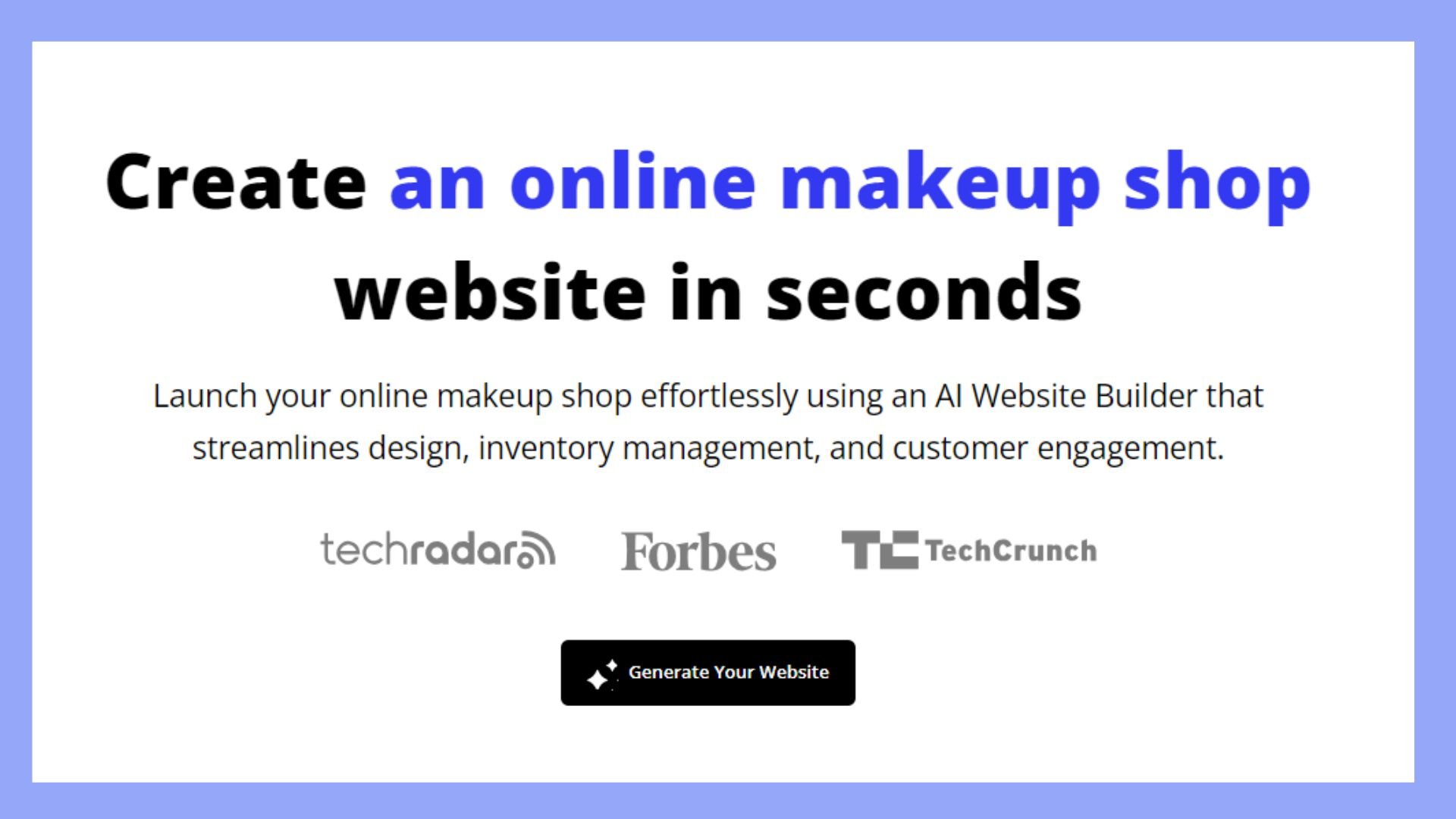 Generate an online makeup shop with 10Web AI website builder