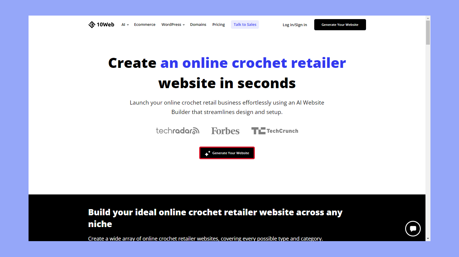 Create an online crochet retailer website