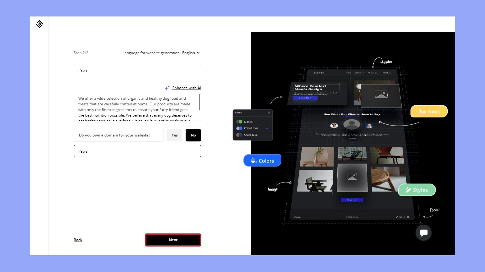 Enter the name of your store and a description