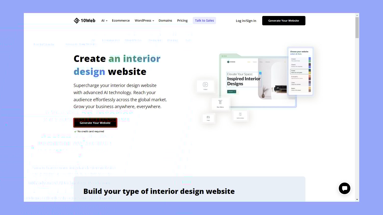 Generate an interior design business website