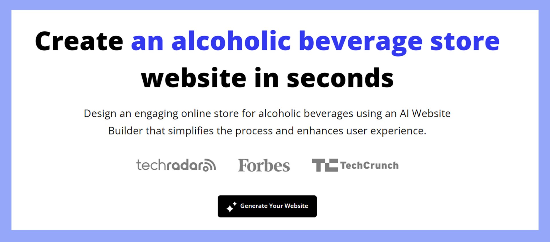 Using AI to generate a website to sell alcohol online.