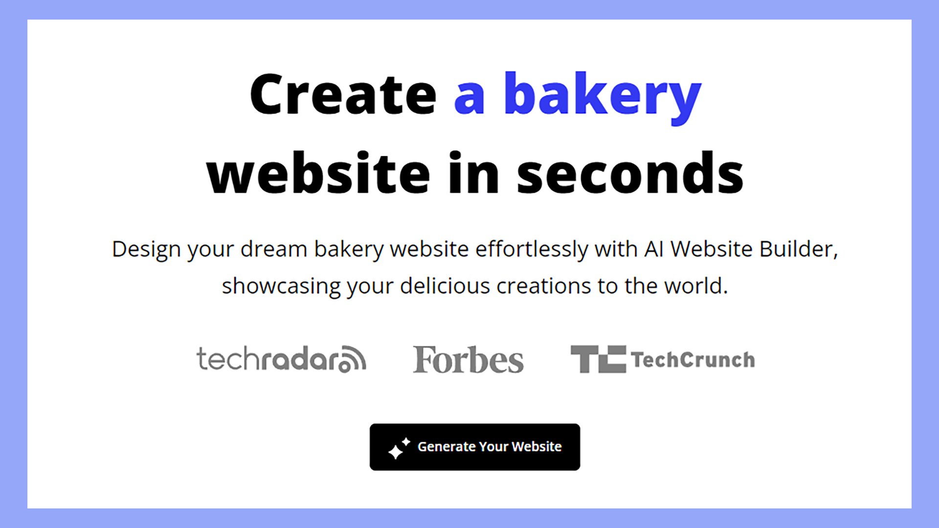 Creating a baking business website with 10Web's AI Website Builder.