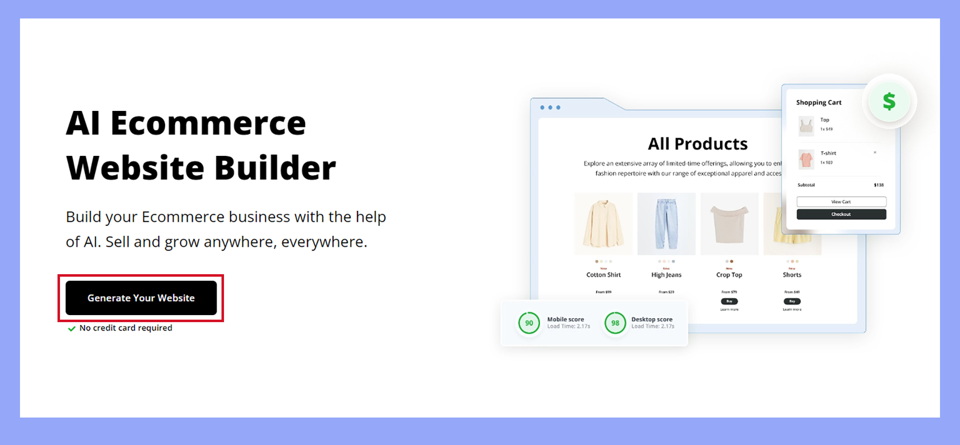 Generating an ecommerce website with AI. 