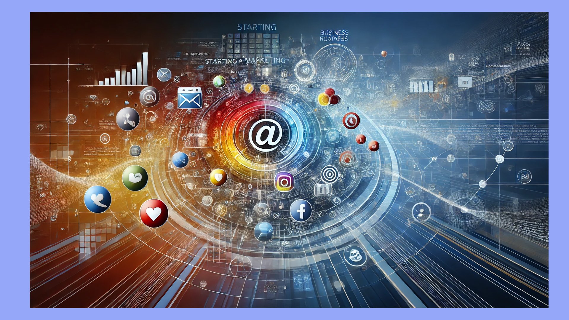 An illustration depicting an online presence for a marketing business.