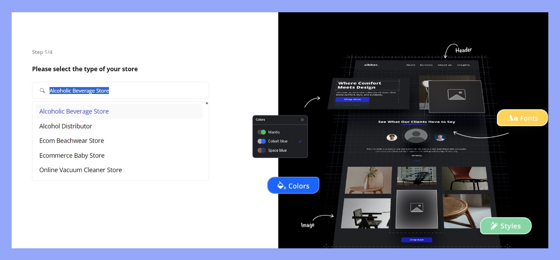 Selecting alcoholic beverage store as the business type.