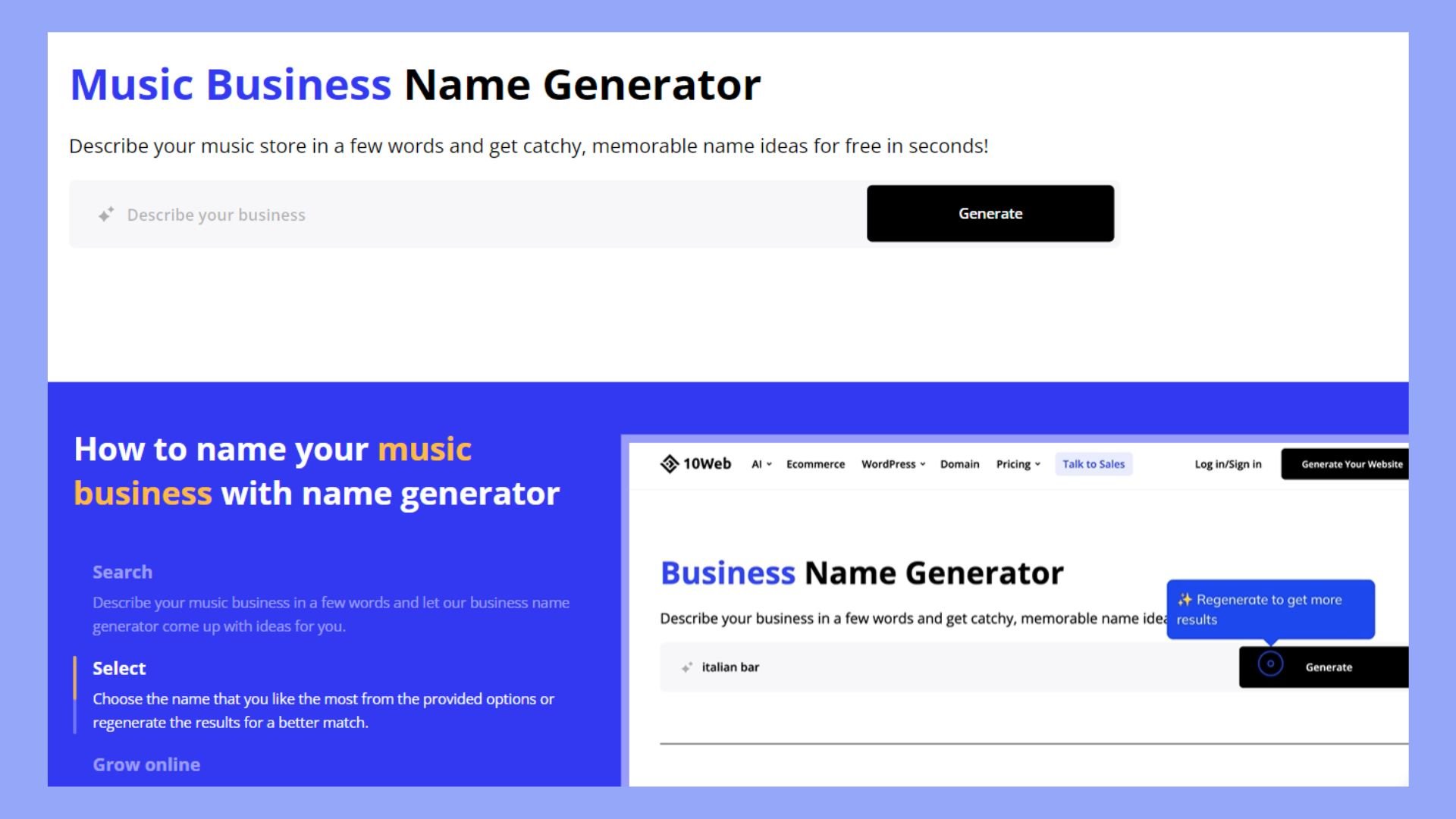 10Web Business Name Generator