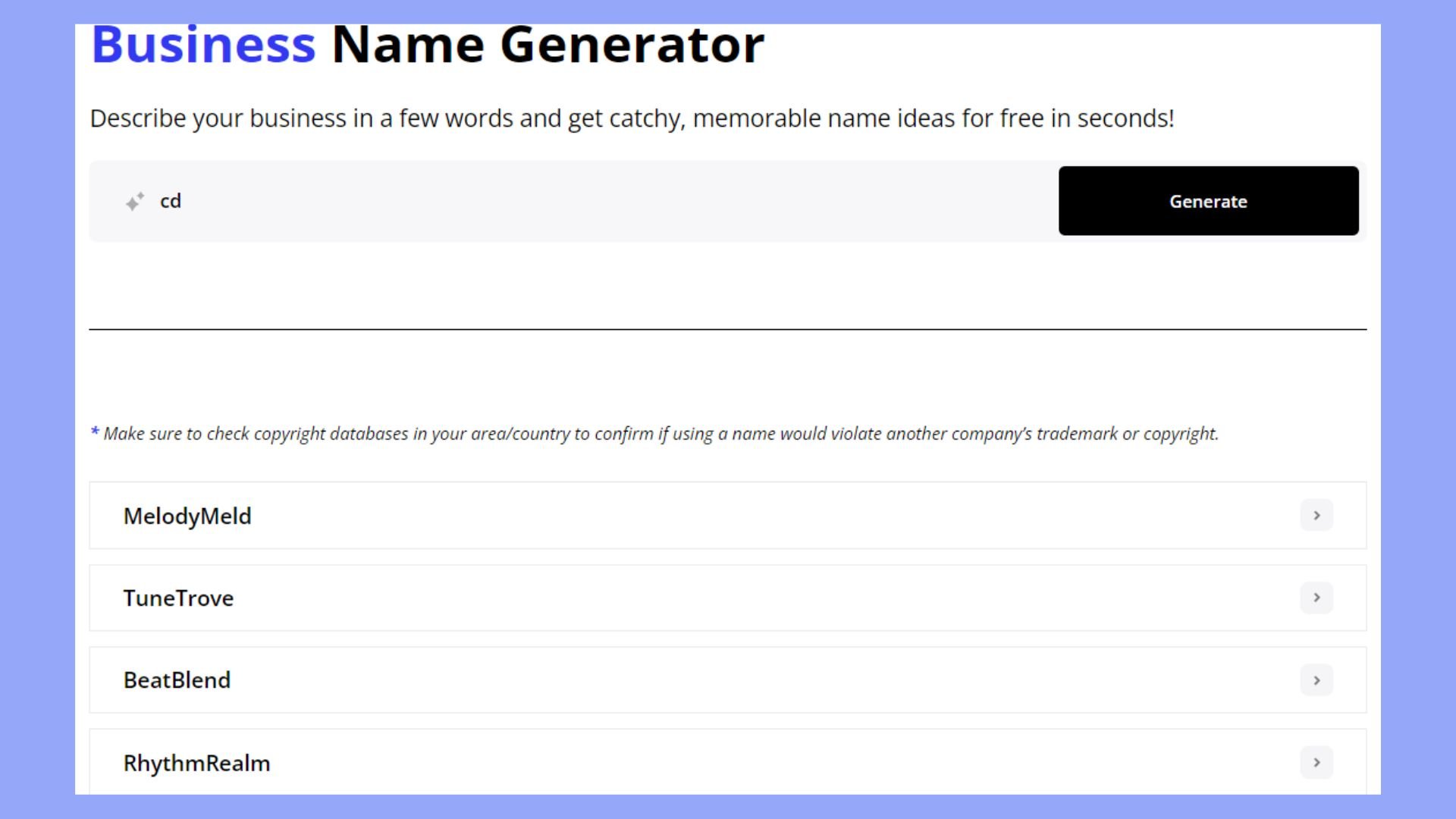 10Web Business Name Generator
