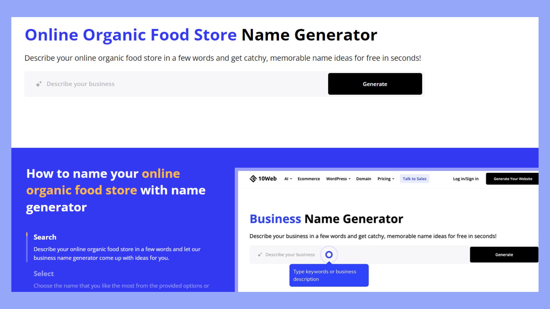 10Web Business Name Generator
