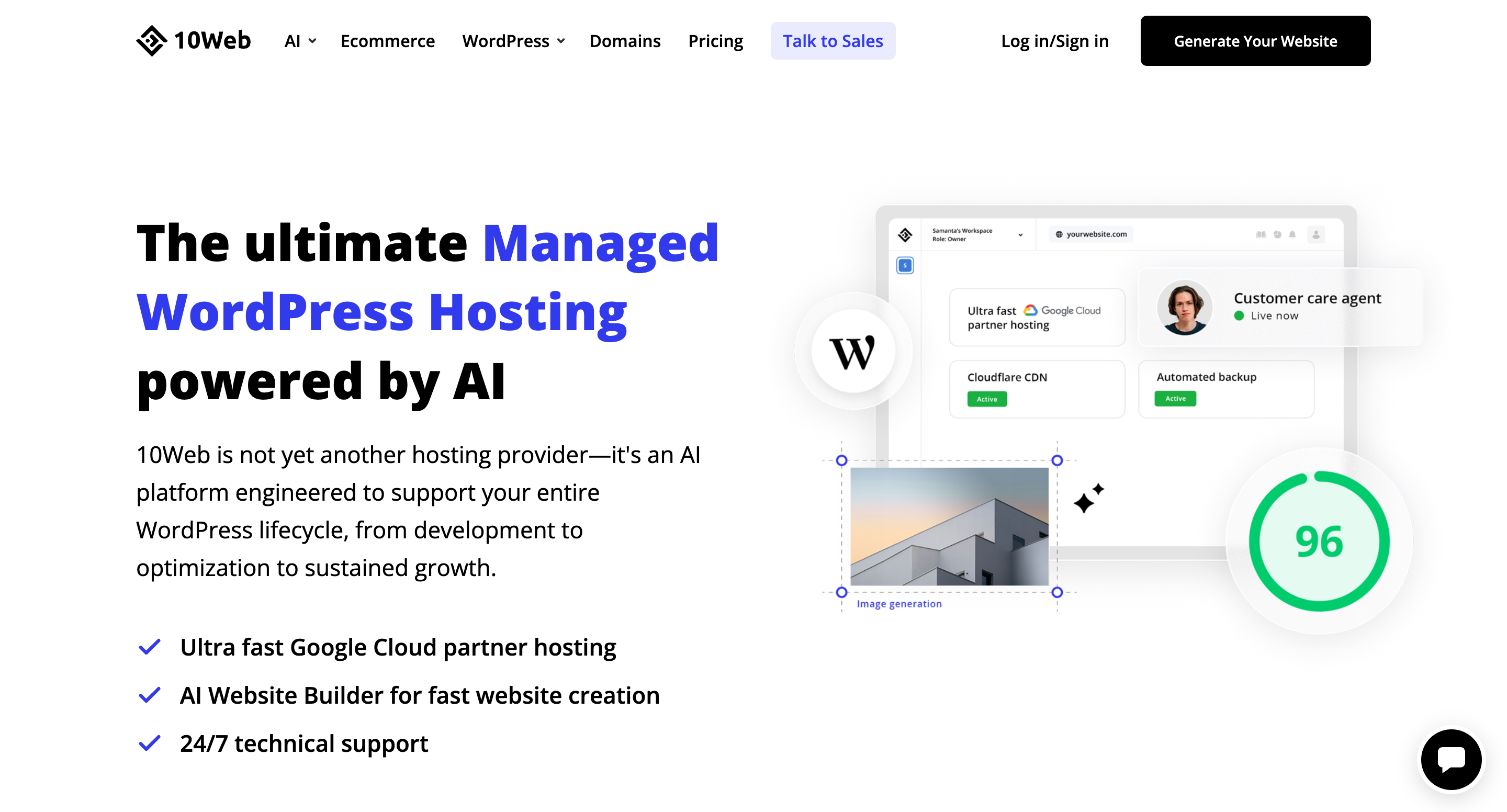 10Web managed WordPress hosting