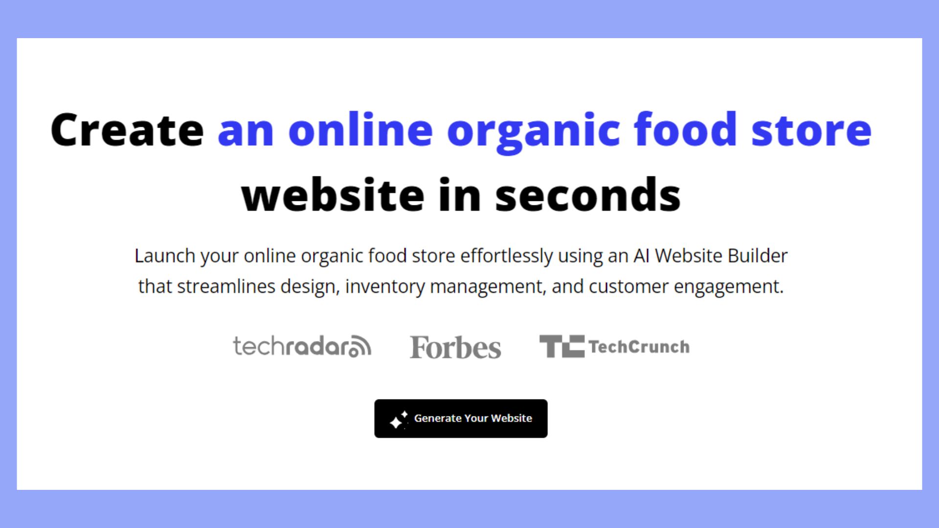 Online food website generator with 10Web