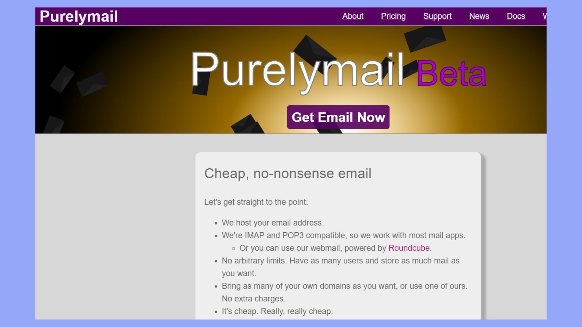 Purelymail email hosting