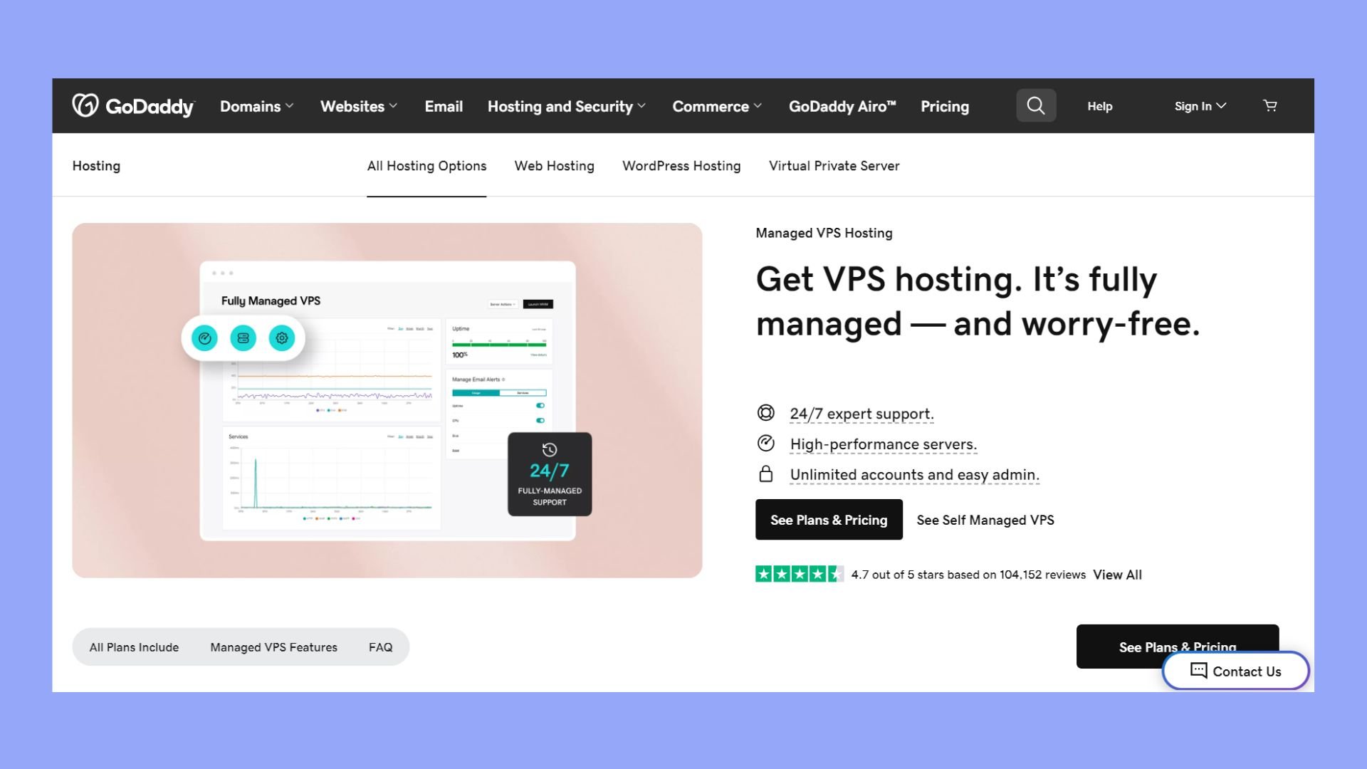 best managed vps hosting- godaddy