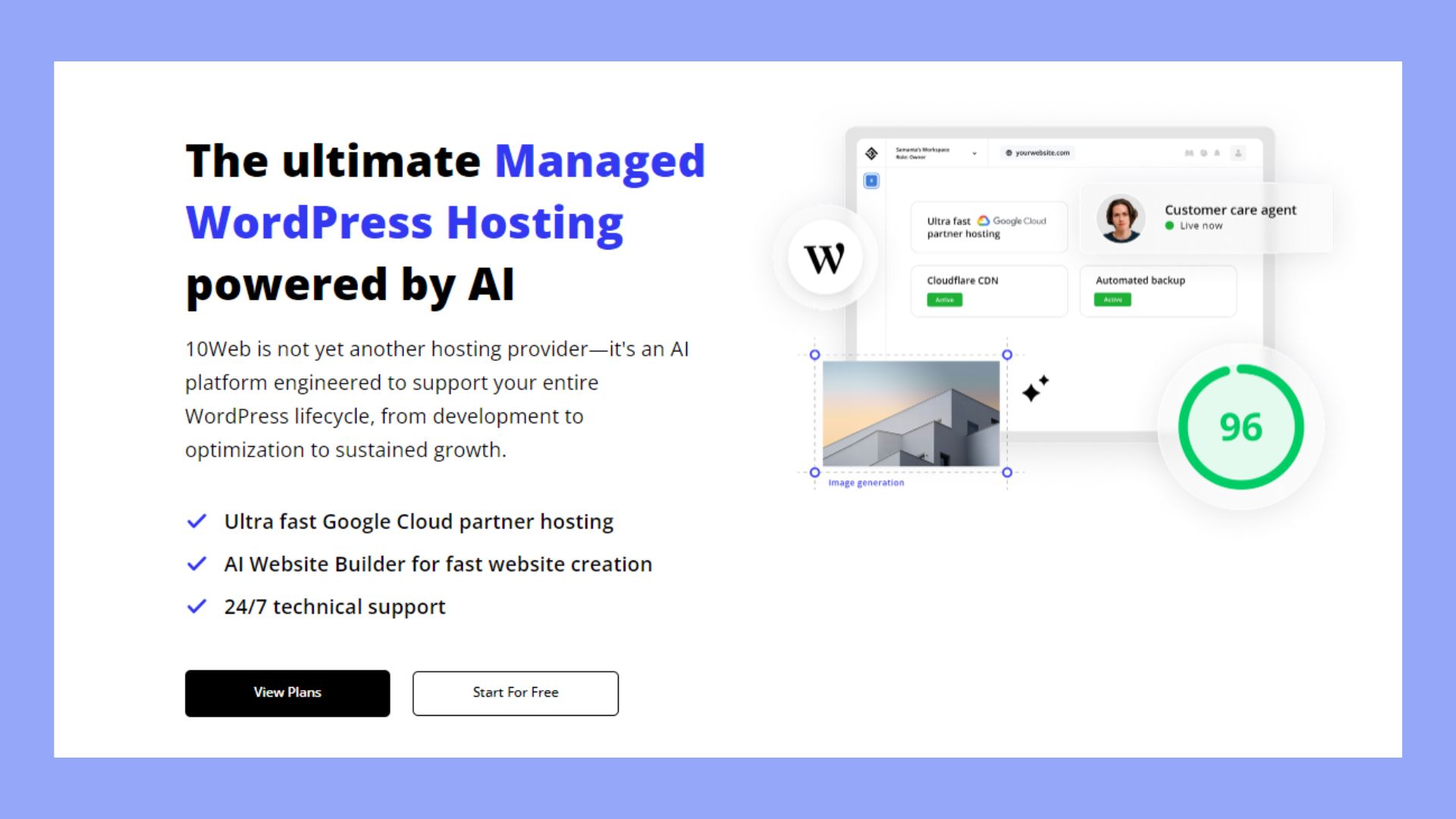 mejor alojamiento gestionado wordpress - 10web