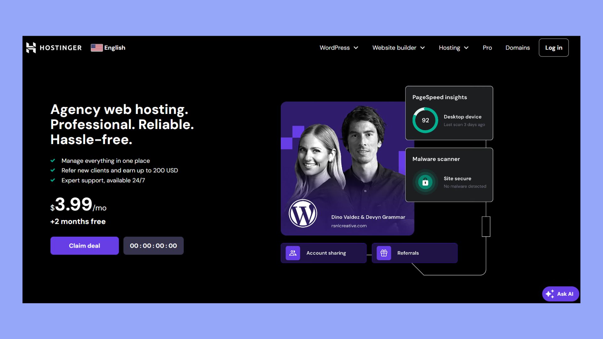 best wordpress hosting for agencies - hostinger
