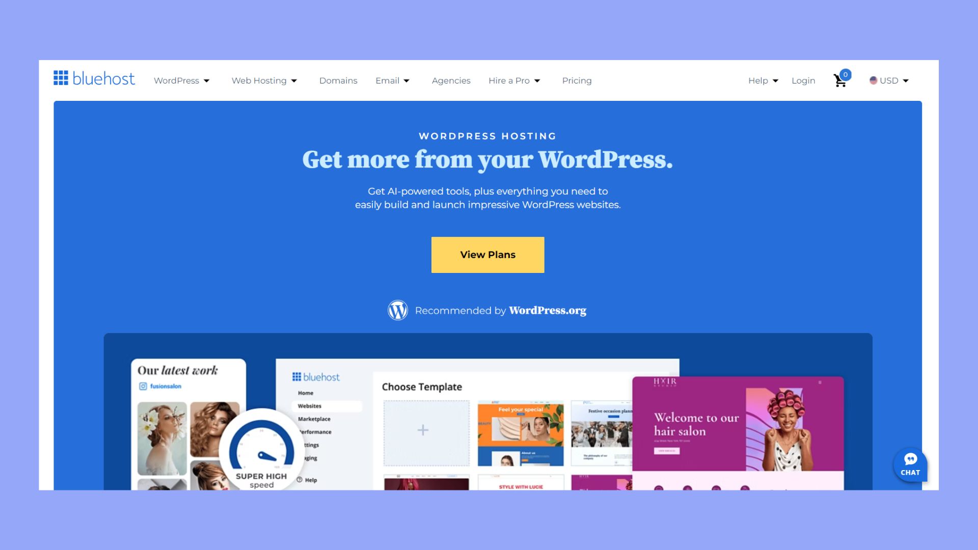 bluehost mejor alojamiento wordpress para pequeñas empresas