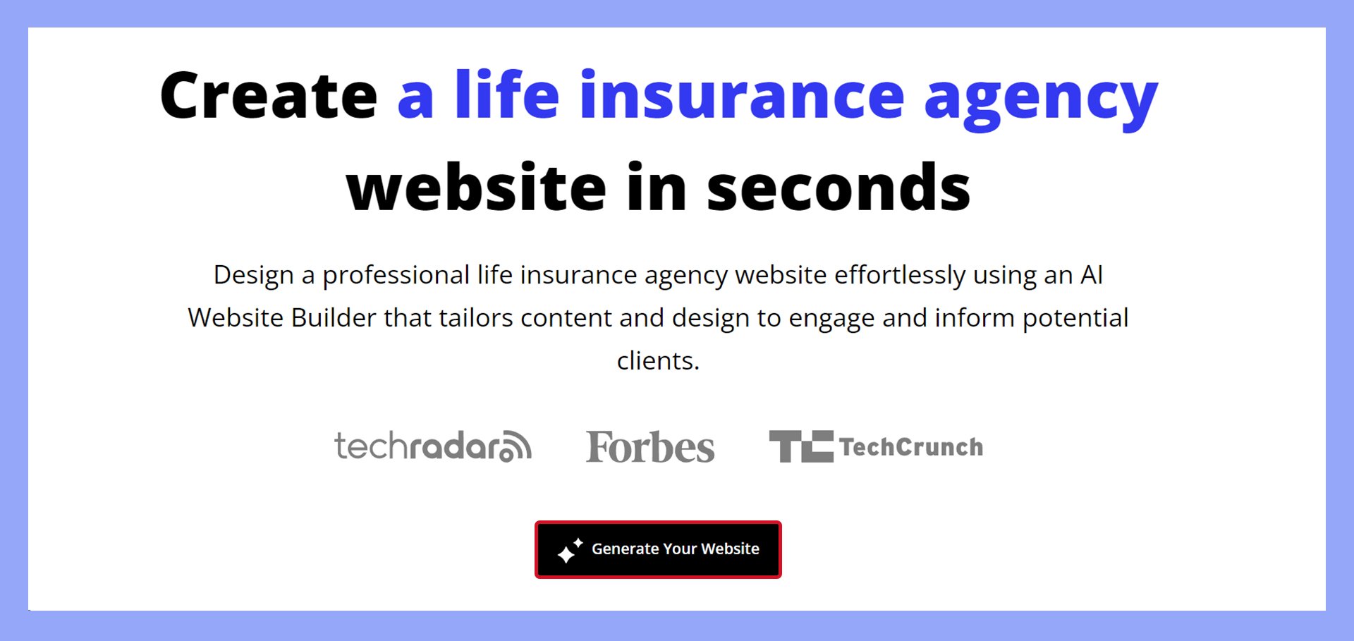 Generating a life insurance website with AI.