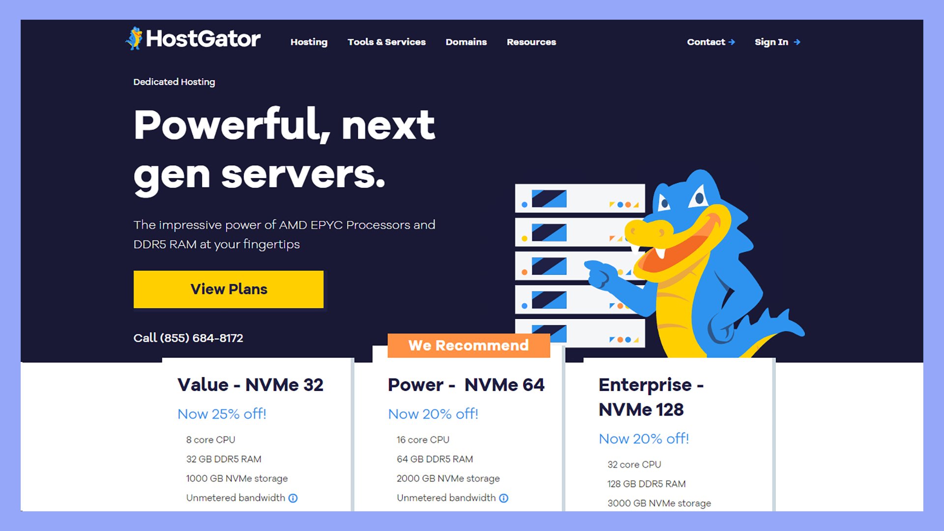 Hostgator's home page