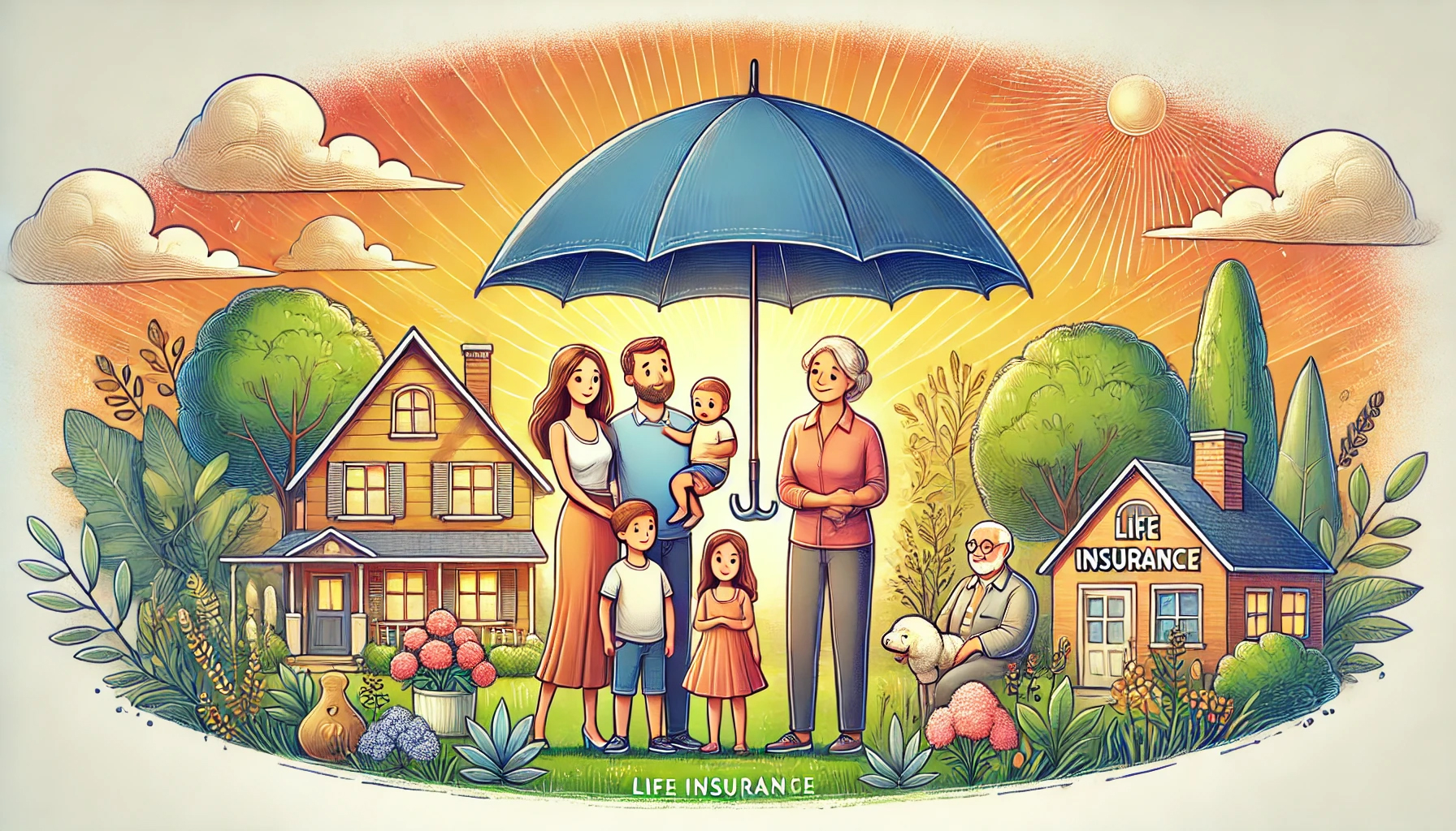 An illustration depicting life insurance to protect loved ones.