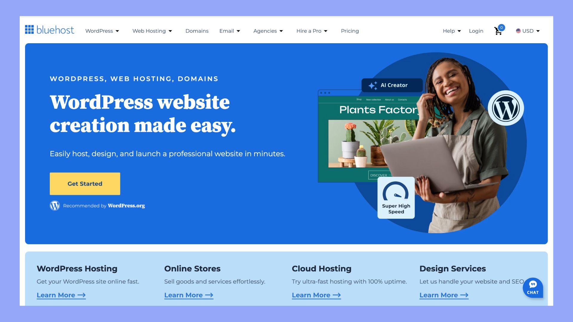 bluehost - best web hosting in Nigeria