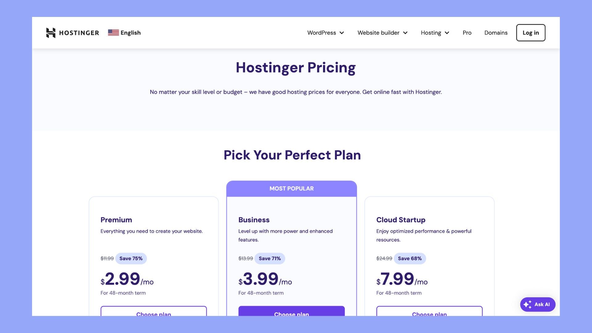 best hosting in pakistan - hostinger