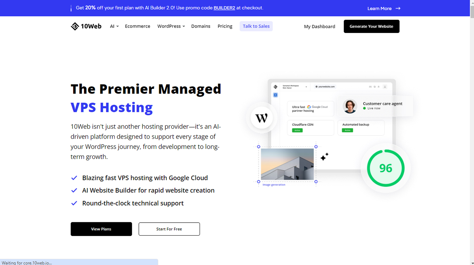 10Web Alojamiento VPS