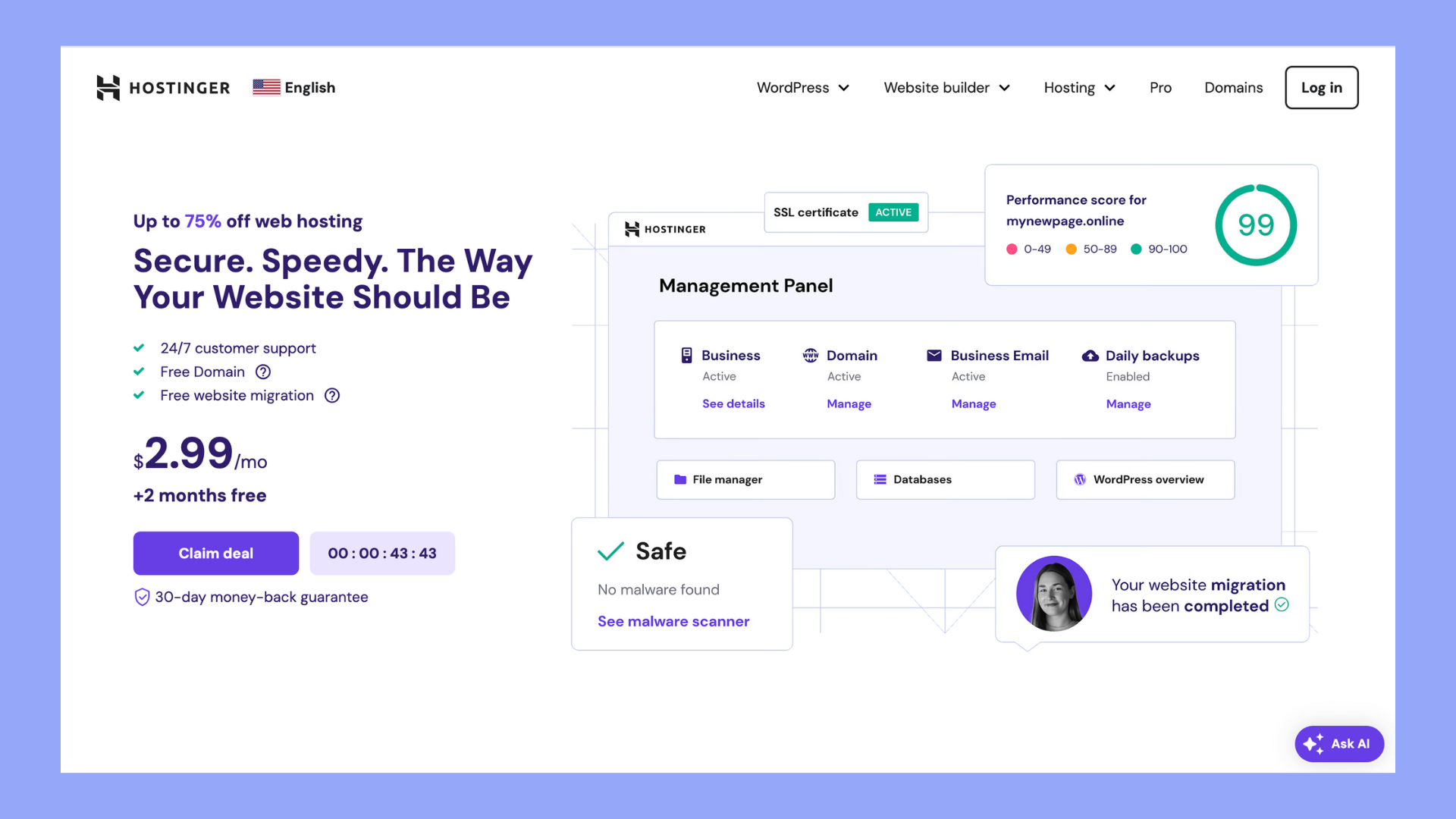 best shared hosting for wordpress - hostinger