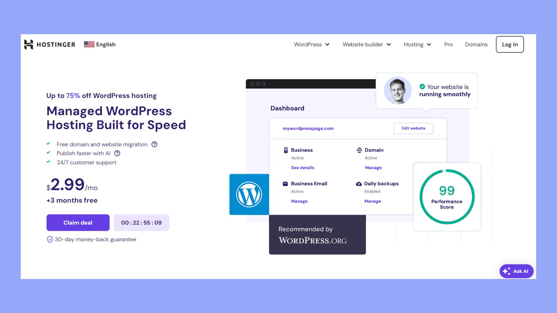 best managed hosting - hostinger