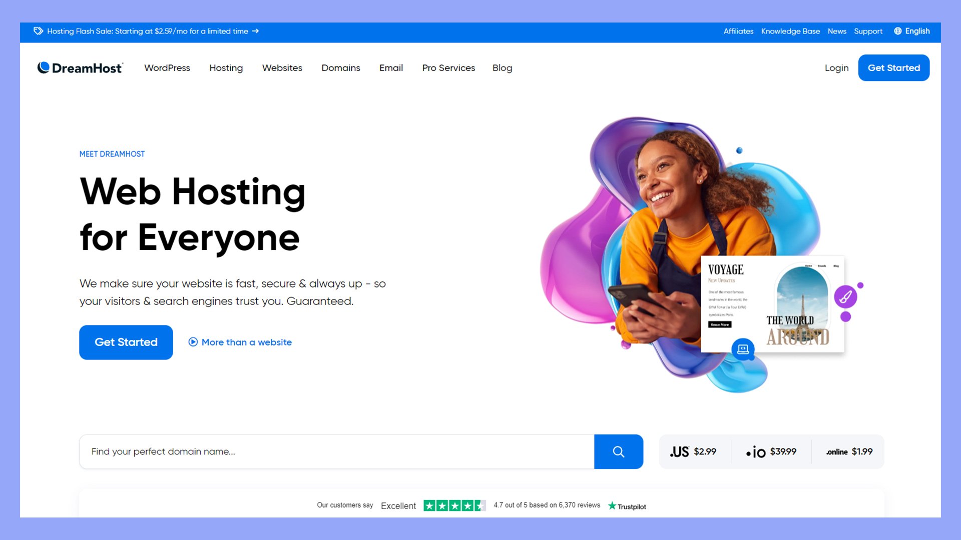 DreamHost's website.