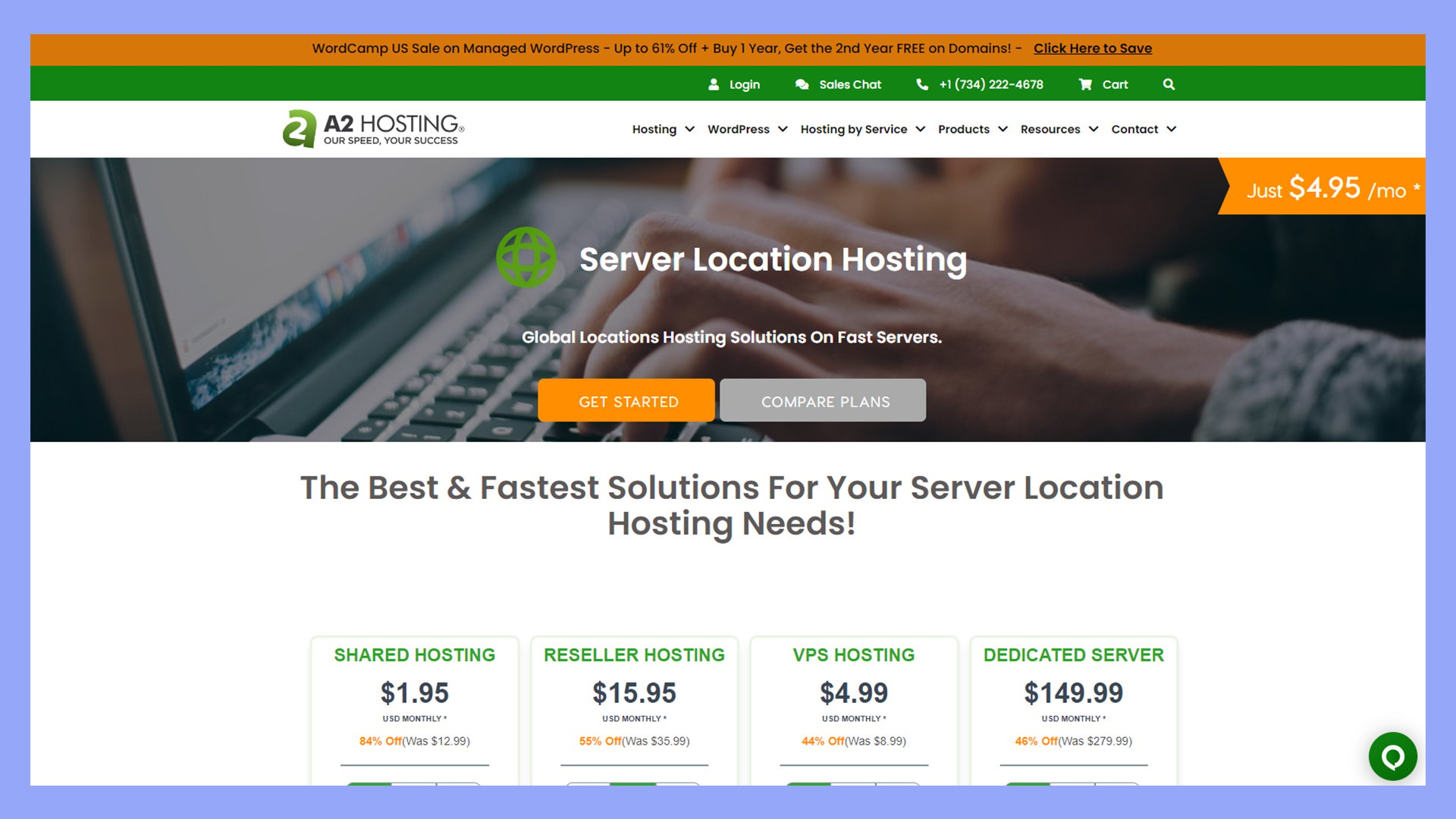 A2 Hosting's page on server locations.