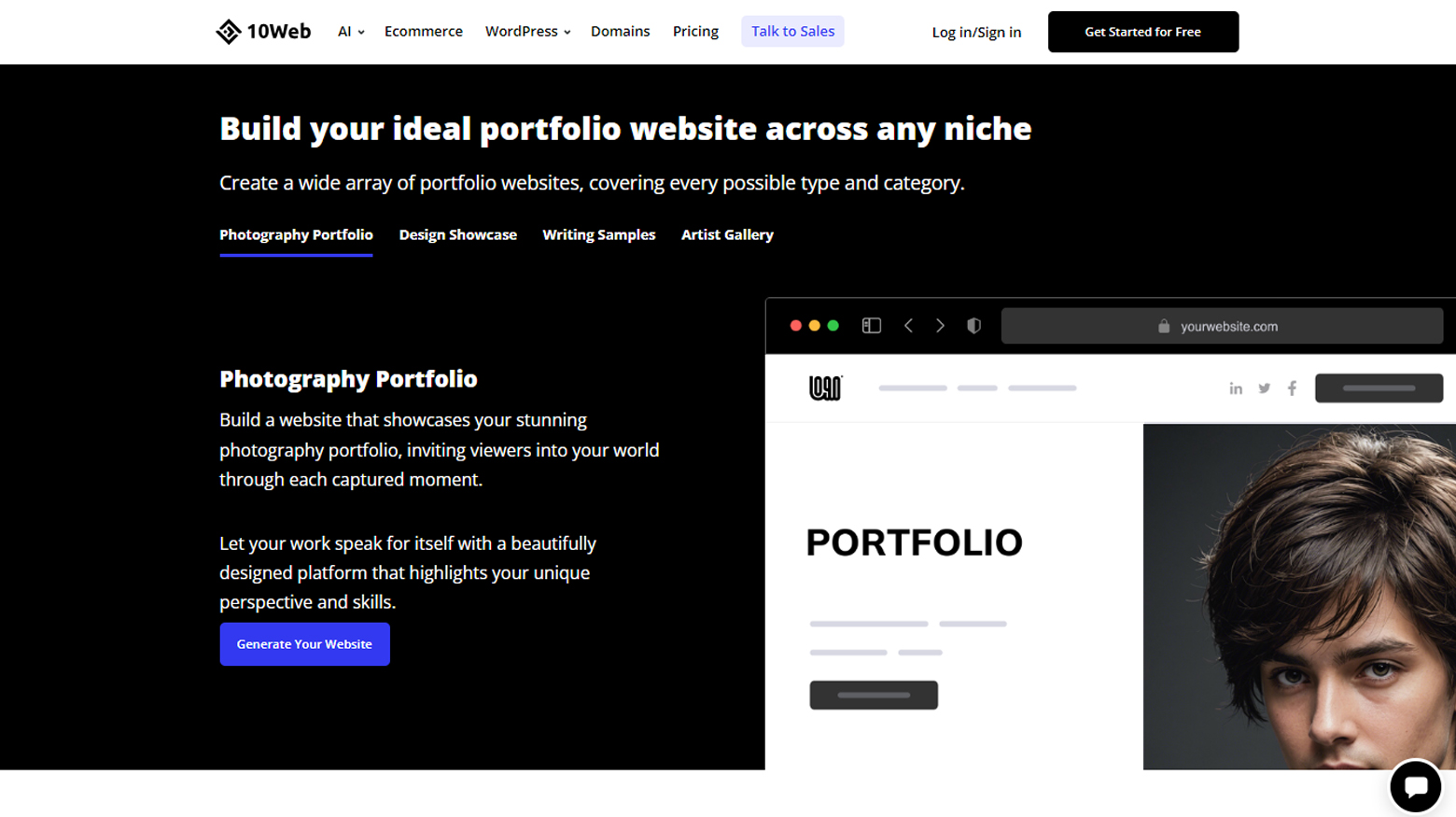 Building a portfolio website with 10Web