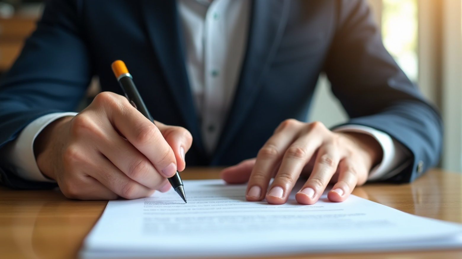 A person signing a business loan or documents.
