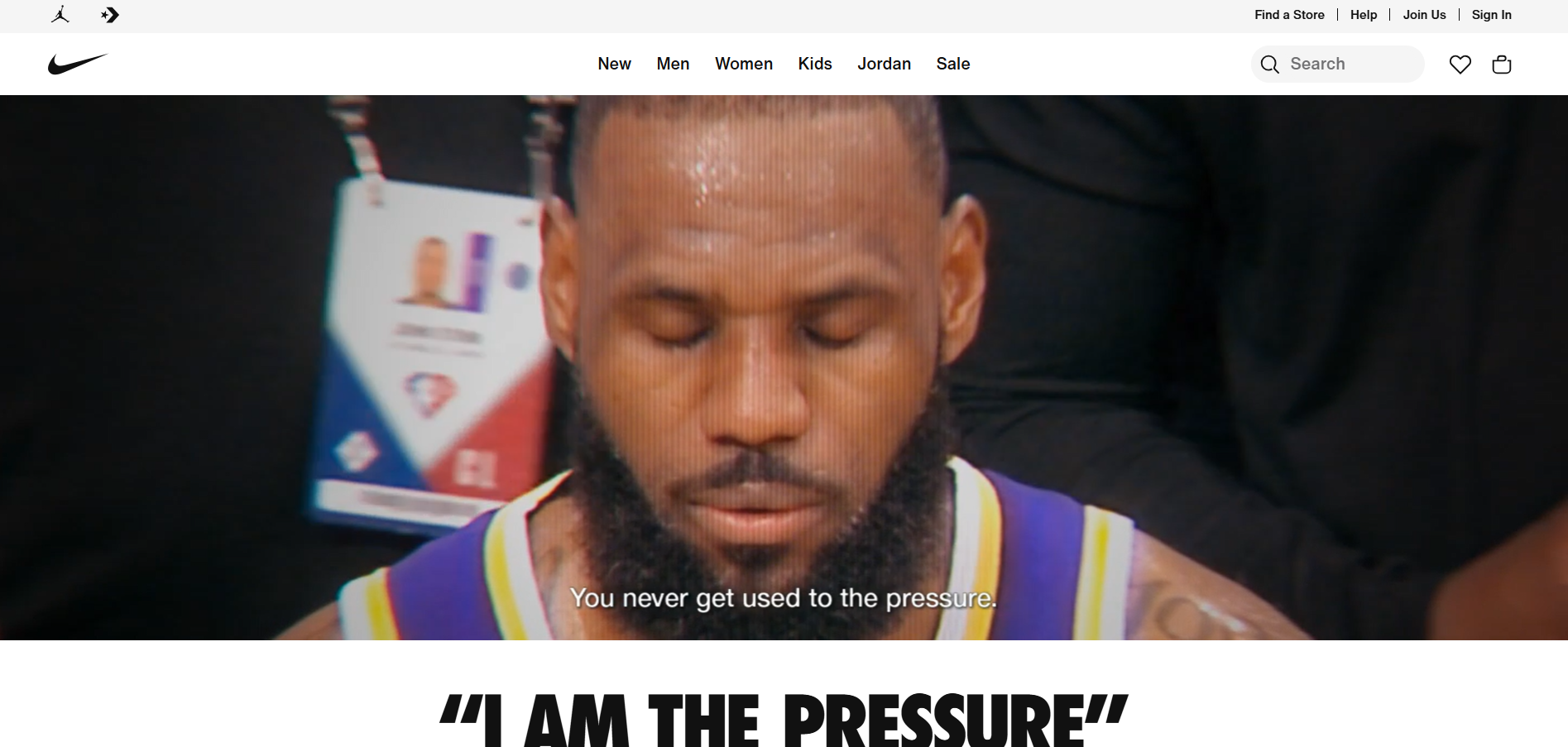 Nike. ecommerce landing page design