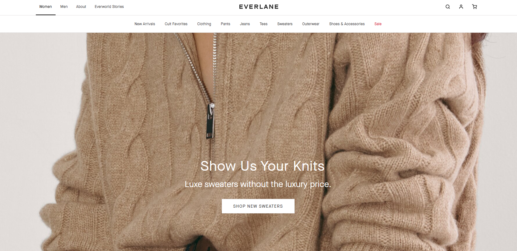 ecommerce landing page design. everlane