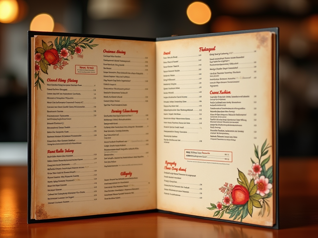 Creating a menu for the business plan