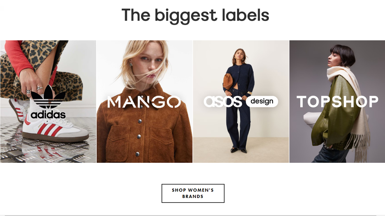 Asos online store landing page. 