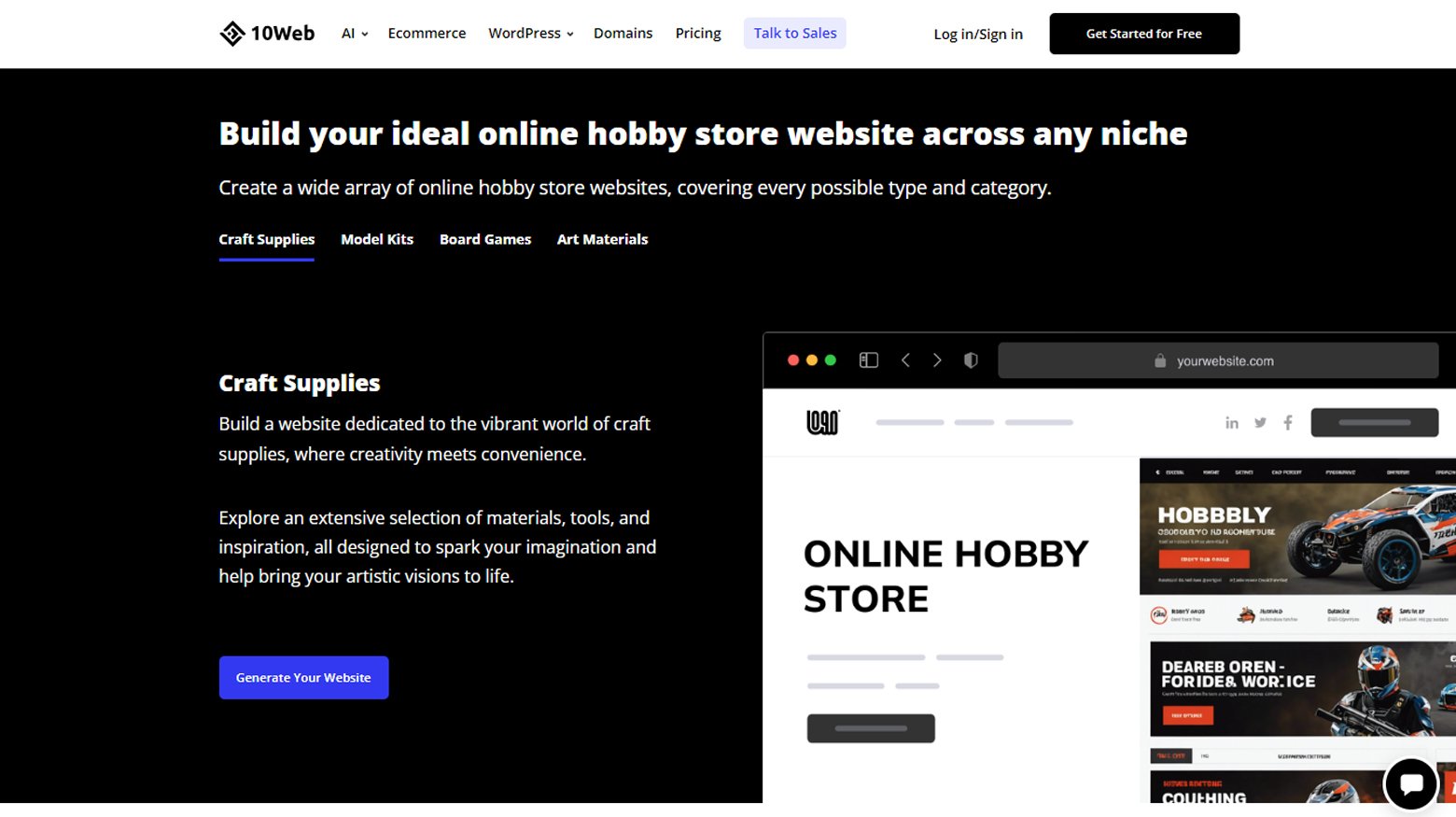 Make your online hobby store with 10Web