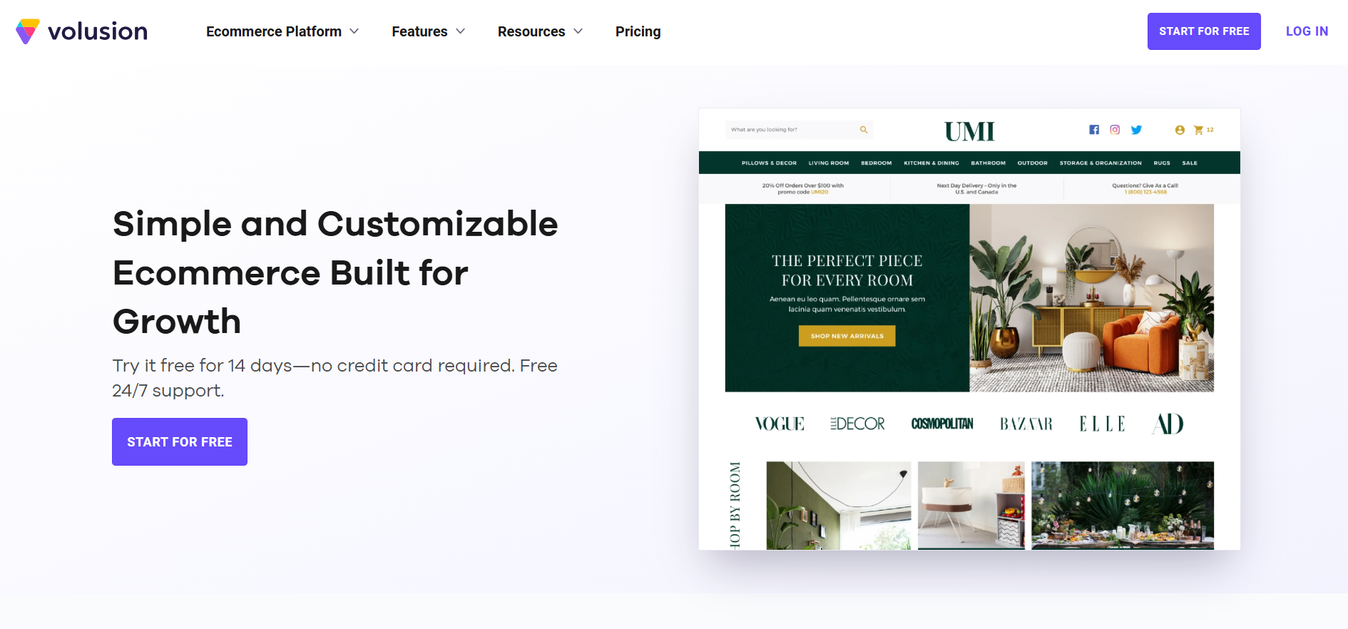 best ecommerce platform for small business - volusion