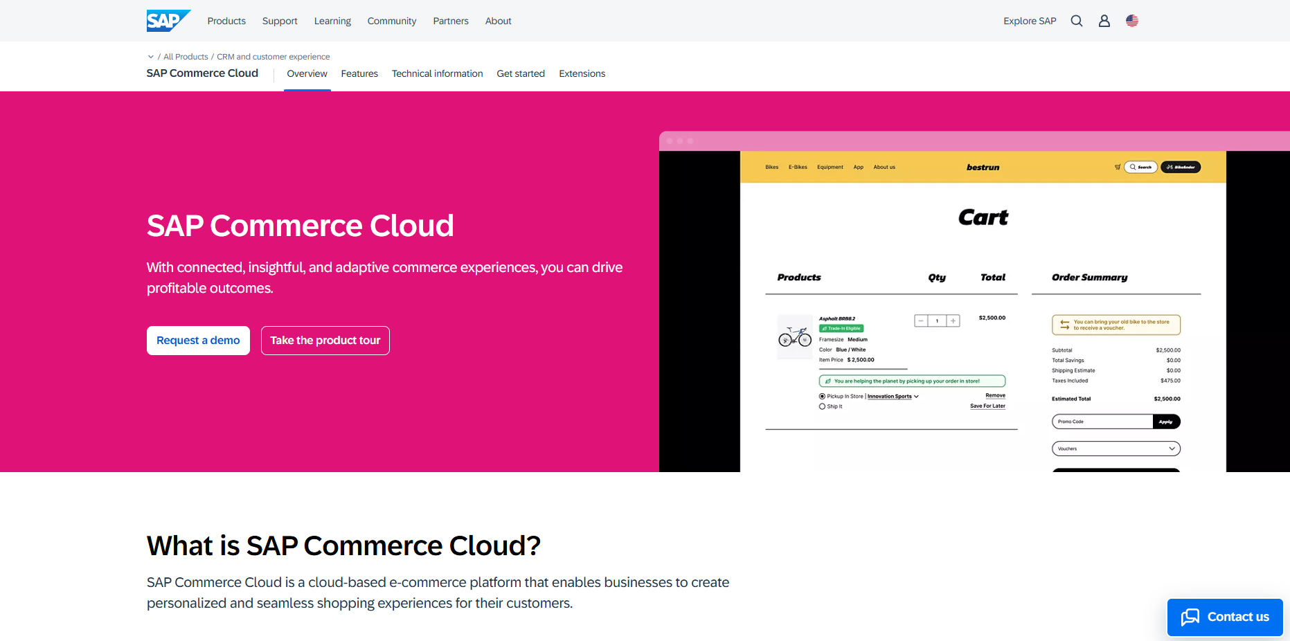 SAP Commerce Cloud for b2b ecommerce platform