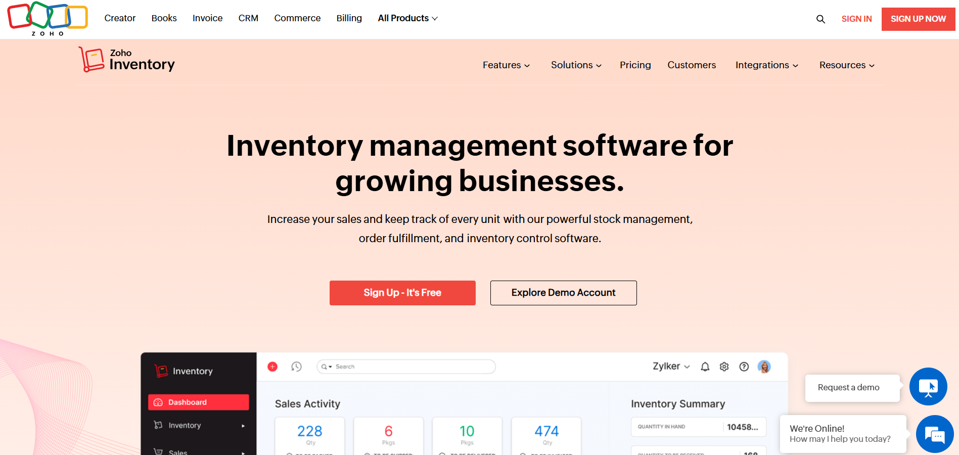 zoho. ecommerce inventory management software