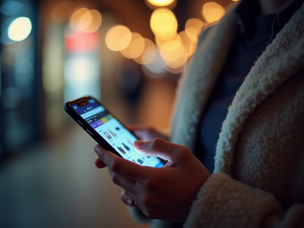 A person buying something online with a mobile phone
