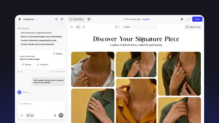 Featured image for 10Web AI Chat-based Website Editor: What It Can Do article