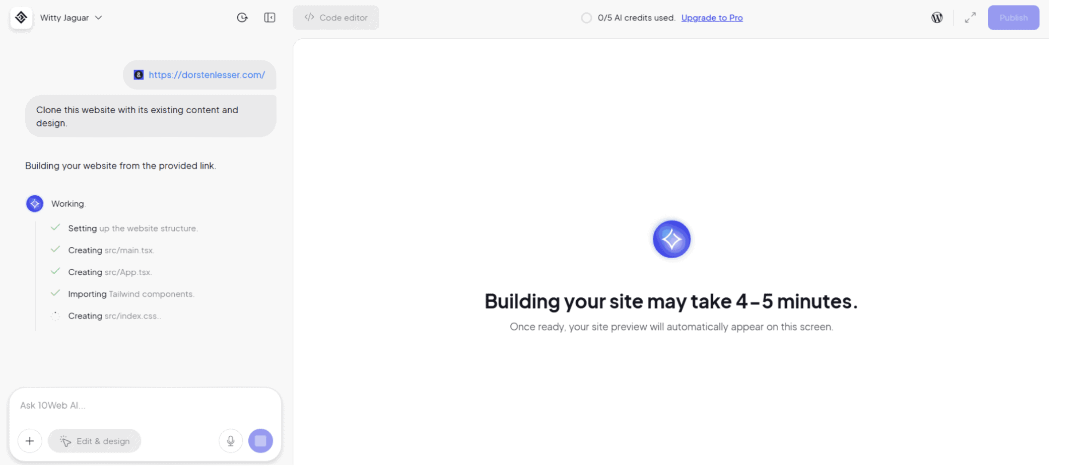 clone a website with 10web
