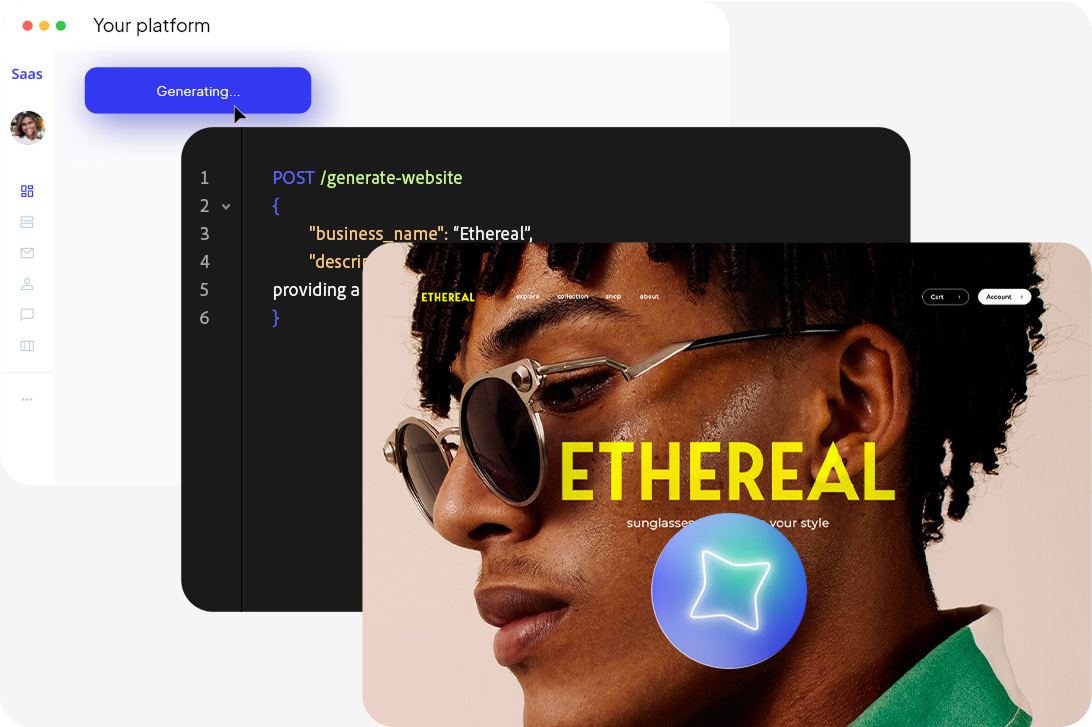 AI Co-Pilot interface assisting in website customization.
